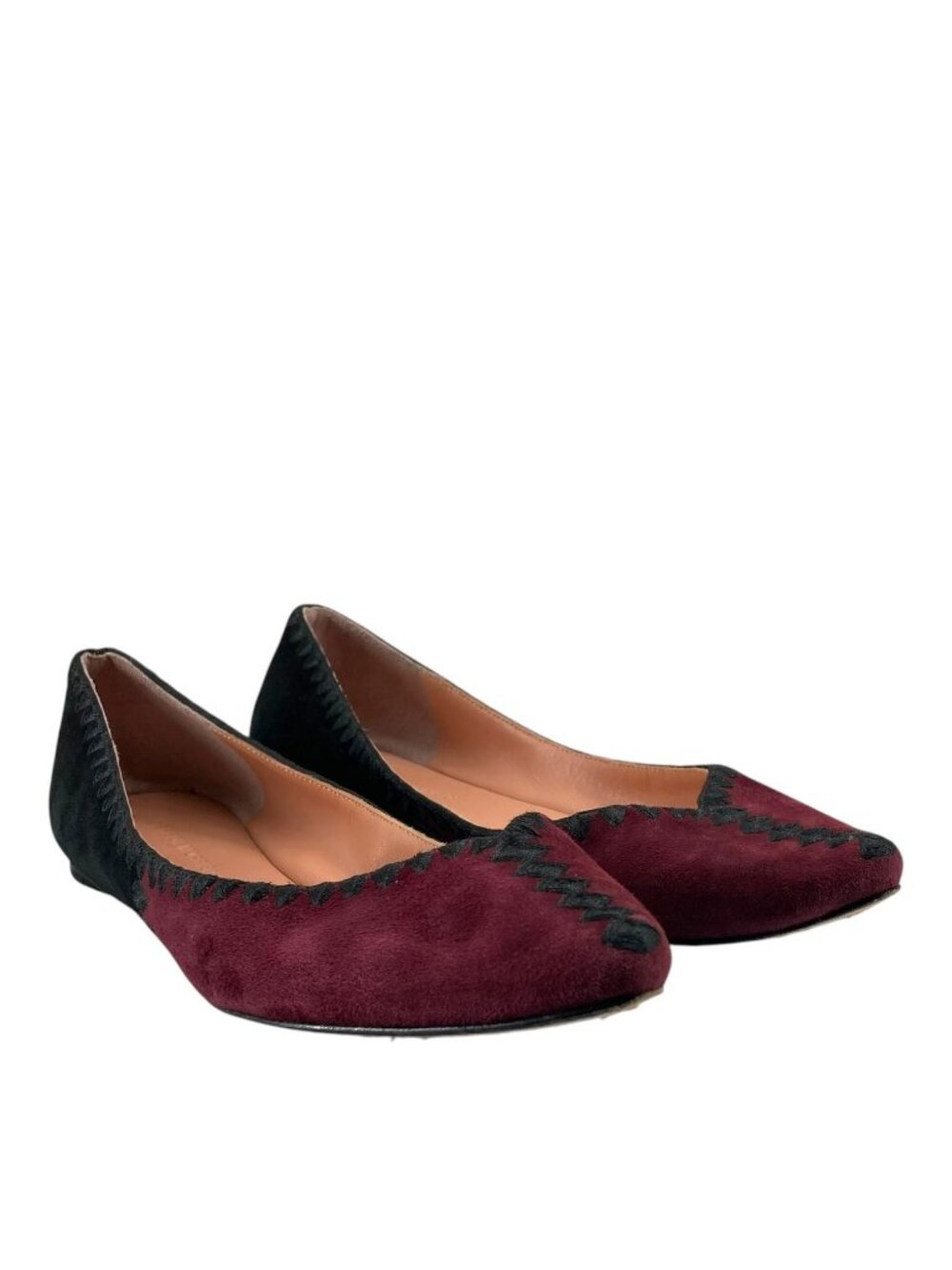 Sigerson Morrison Two Toned Suede Flats 8.5 Ballet Pointed Toe Dark Academia